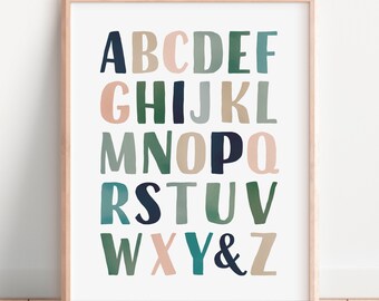 Affiche alphabet, affiche ABC, affiches éducatives, impression ABC, décoration de salle de classe, école à la maison à imprimer, décoration de salle de jeux, téléchargement numérique