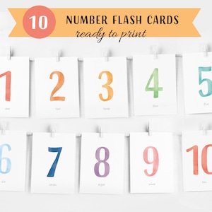 Numeri Flash Cards, Conteggio Flash Cards Prescolare, Conteggio e Clip, Numero Carte 1-10, Montessori Flash Cards, Download istantaneo