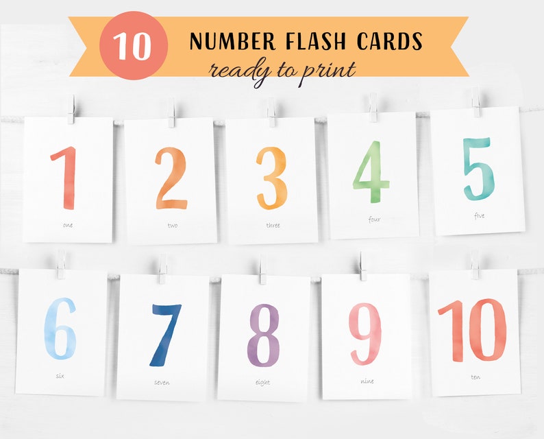 Numbers Flash Cards, Preschool Counting Flash Cards, Count and Clip, Number Cards 1-10, Montessori Flash Cards, Instant Download image 1