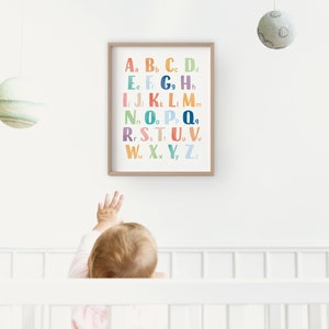 Rainbow Alphabet Print, ABC Poster, Nursery Alphabet Printable Wall Art, Educational Wall Art, Watercolour Alphabet, Digital Download image 2