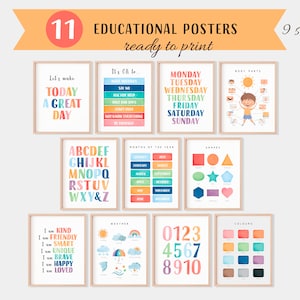 Classroom Decor Bundle, Educational Posters, Set of 11 Homeschool Prints, Montessori Classroom Decor, Playroom Decor, Digital Download