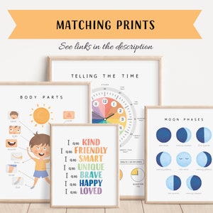 30 Body Parts Cards, Montessori flashcards, Pre-School Cards, Rainbow Educational Printable Cards, Instant Download image 5