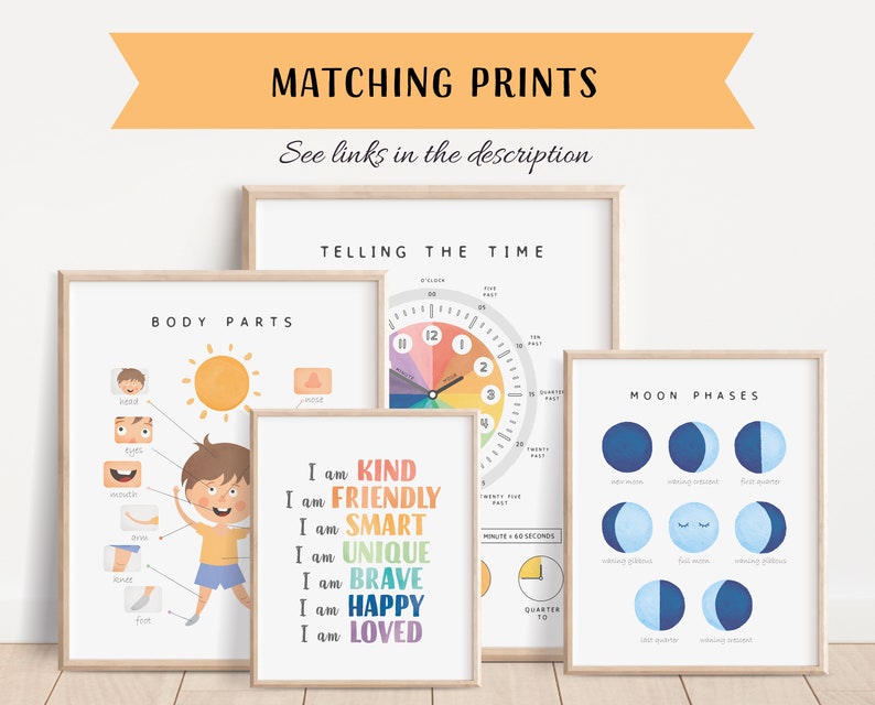 30 Body Parts Cards, Montessori flashcards, Pre-School Cards, Rainbow Educational Printable Cards, Instant Download image 5