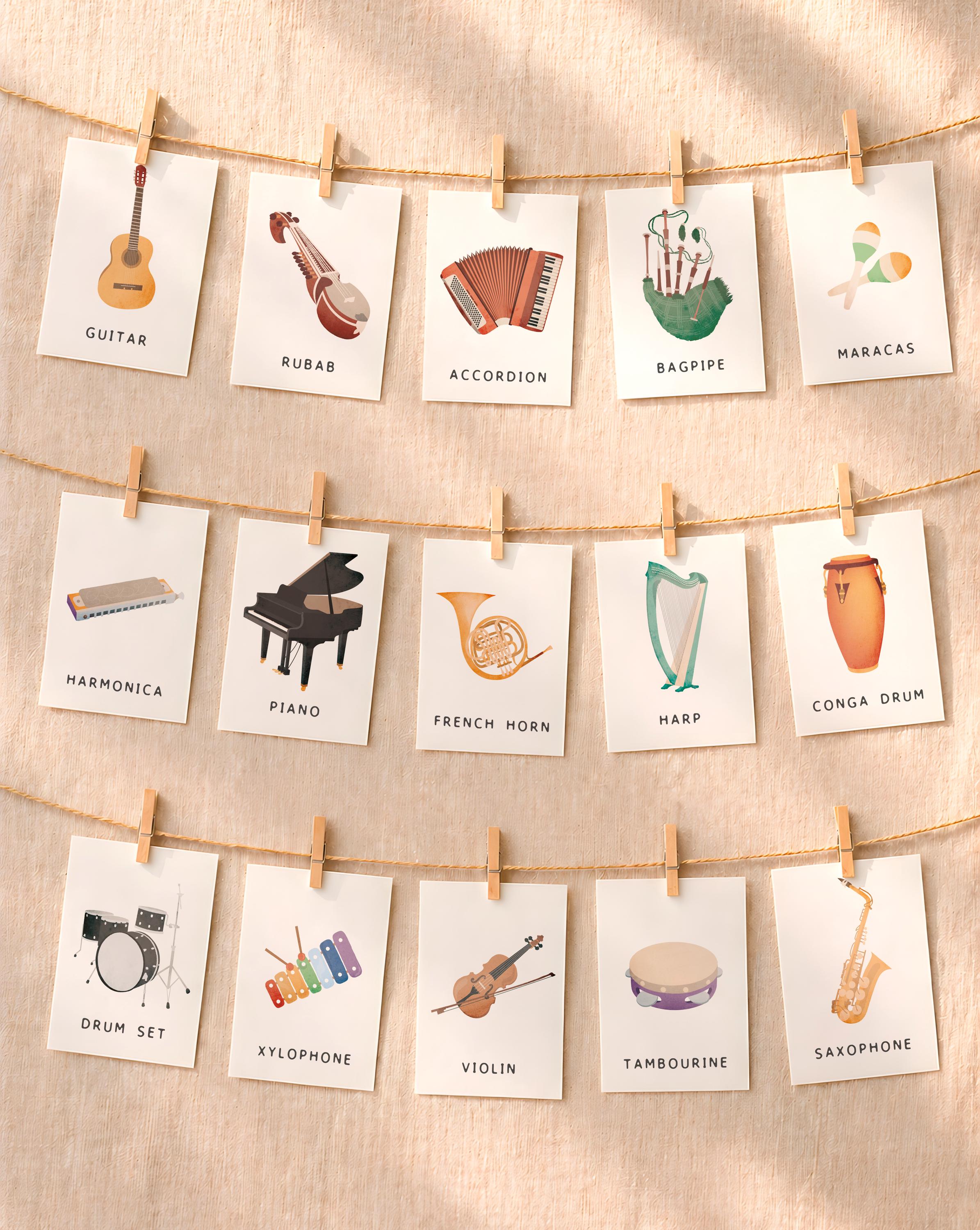 20 Montessori Musical Instruments Cards Printable, Music Flashcards for ...