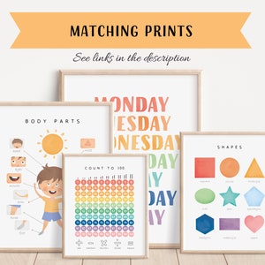 16 Weather Cards Montessori flashcards Pre-School Cards Rainbow Educational Printable Cards Instant Download image 6