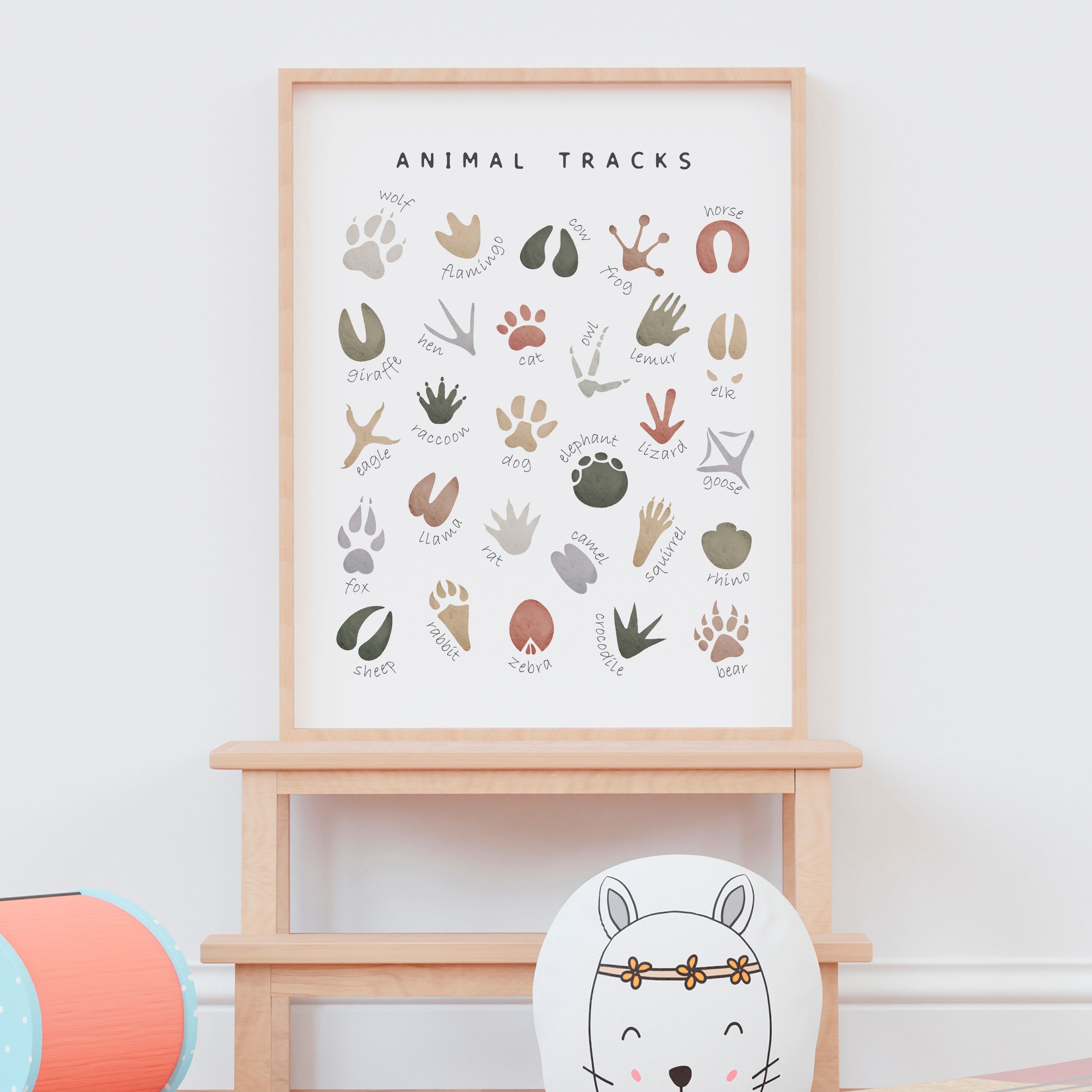 Animal Tracks Poster, Neutral Nursery Wall Decor, Playroom Poster ...