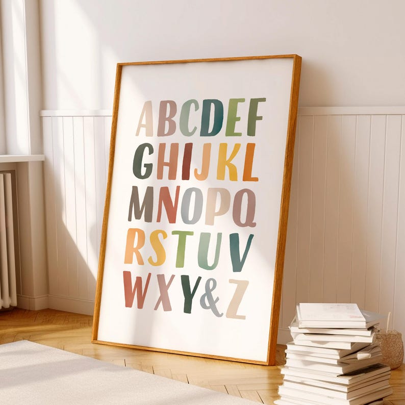 Rainbow Alphabet Poster, Nursery Wall Decor, Educational Poster ...