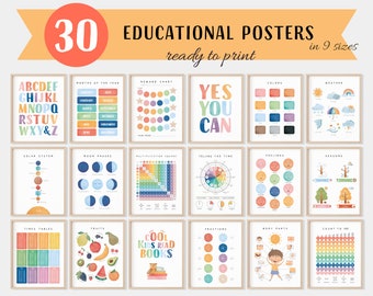 Classroom Decor Bundle, Set Of 30 Educational Posters, Homeschool Prints, Montessori Classroom Decor, Digital Download