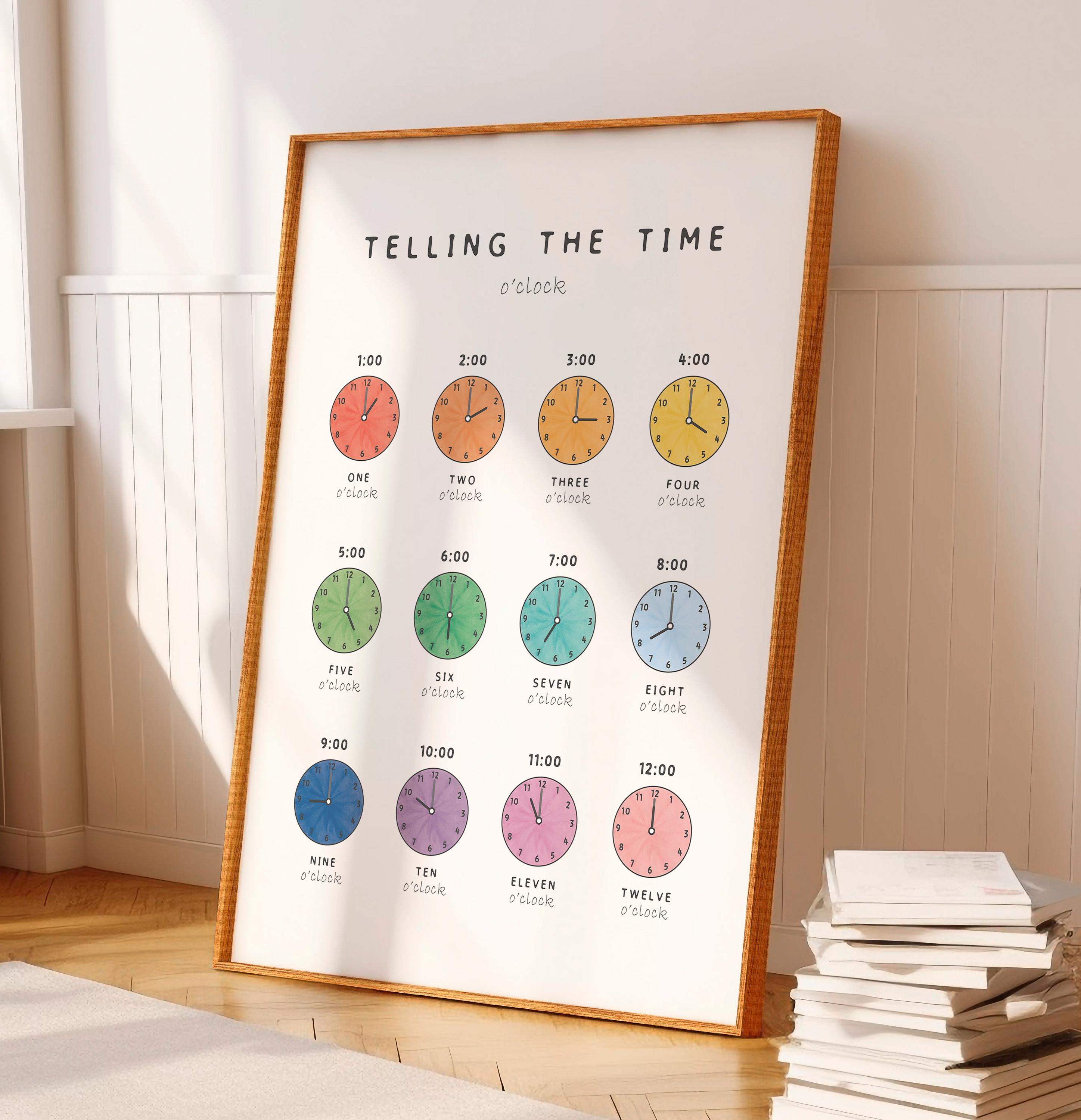 Telling Time Example Colorful Telling Time Poster: Rainbow Classroom Decor (digital Download) - Etsy