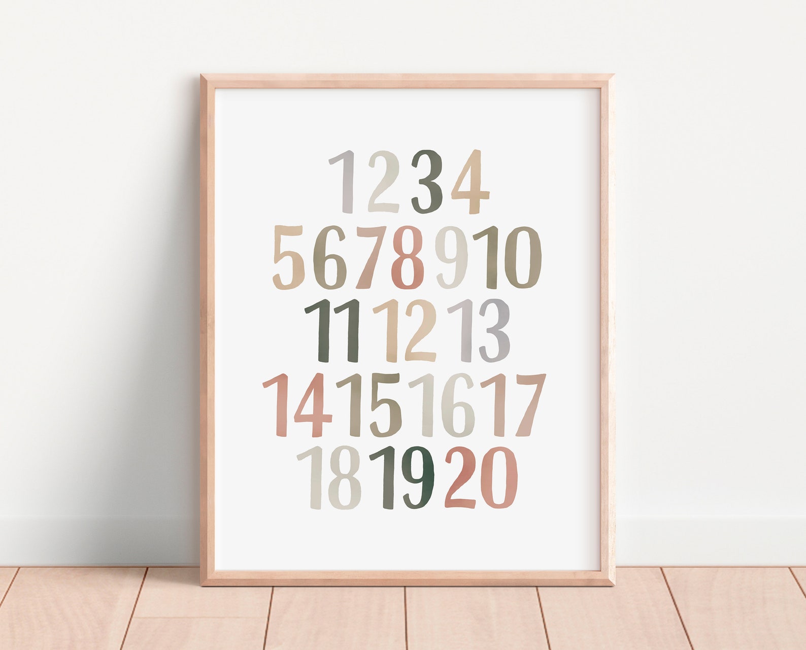 Neutral Numbers Poster, Educational Poster, Homeschool Decor, Numbers 1 ...