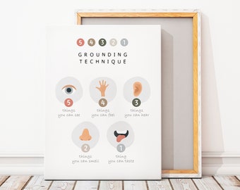 Erdungstechnik, Klassenzimmerdekor, beruhigende Ecke, Wachstumsgedenkweise, Wandkunst für psychische Gesundheit, Schulratgeber, DIGITALER DOWNLOAD