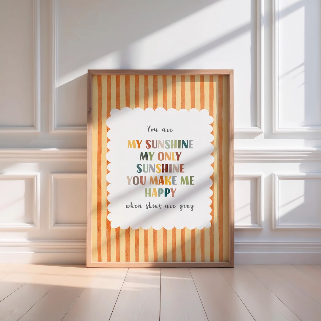 You Are My Sunshine Nursery Wall Art, Striped Printable Baby Room Decor ...