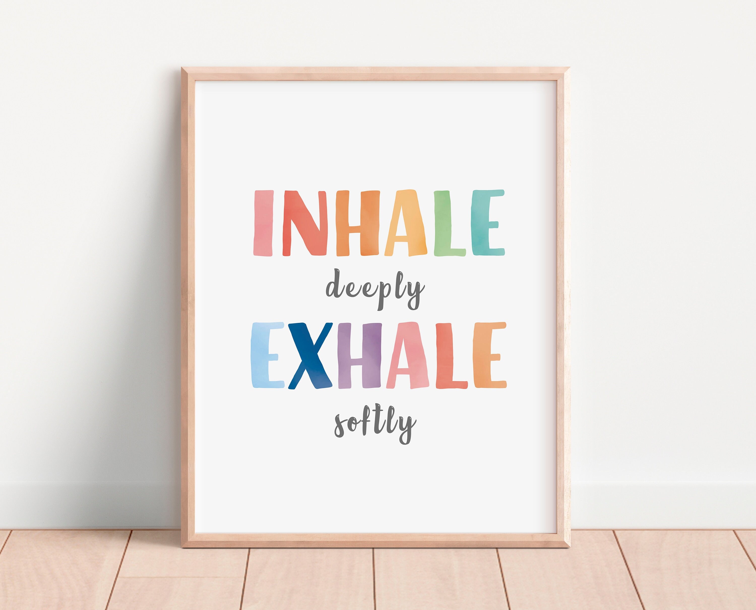 Inhale Exhale Rainbow Poster: Therapie Büro Calm Corner (Digitaler Download)