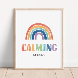 Calming Corner Sign, Reading Corner Sign, Rainbow Classroom Wall Decor, Classroom Wall Art, Rainbow Educational Posters.