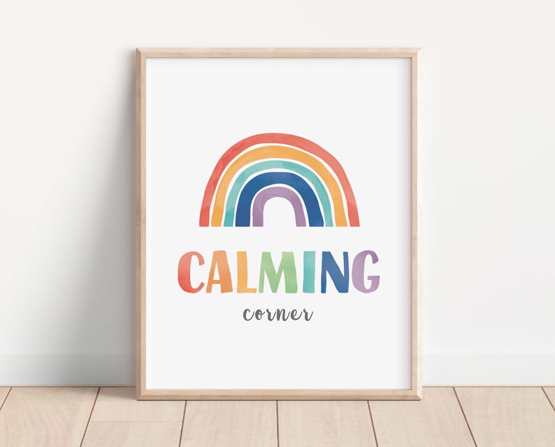 Calming Corner Sign, Reading Corner Sign, Rainbow Classroom Wall Decor, Classroom Wall Art, Rainbow Educational Posters.