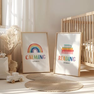 Calming Corner Sign, Reading Corner Sign, Rainbow Classroom Wall Decor, Classroom Wall Art, Rainbow Educational Posters.