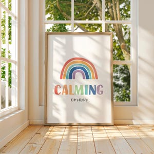 Calming Corner Sign, Reading Corner Sign, Rainbow Classroom Wall Decor, Classroom Wall Art, Rainbow Educational Posters.