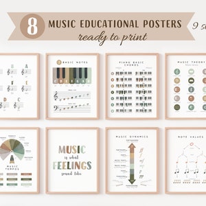 Music Education Printable Wall Art, Music Classroom Decor, Music Theory Posters, Piano Basic Chords Poster,  Music Prints, Digital Download