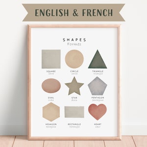 French Educational Poster, French Classroom Printables, Shapes Poster, Playroom Poster, Learning Poster, Digital Download
