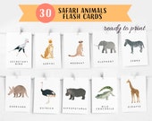 30 Safari Animals Flash Cards, Montessori Materials, Educational Printable Cards, Zoo Animals Flash Cards, INSTANT DOWNLOAD