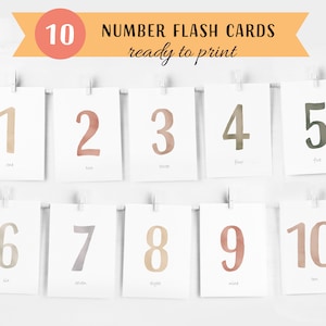Numeri Flash Cards, Conteggio Flash Cards Prescolare, Conteggio e Clip, Numero Carte 1-10, Montessori Flash Cards, Download istantaneo