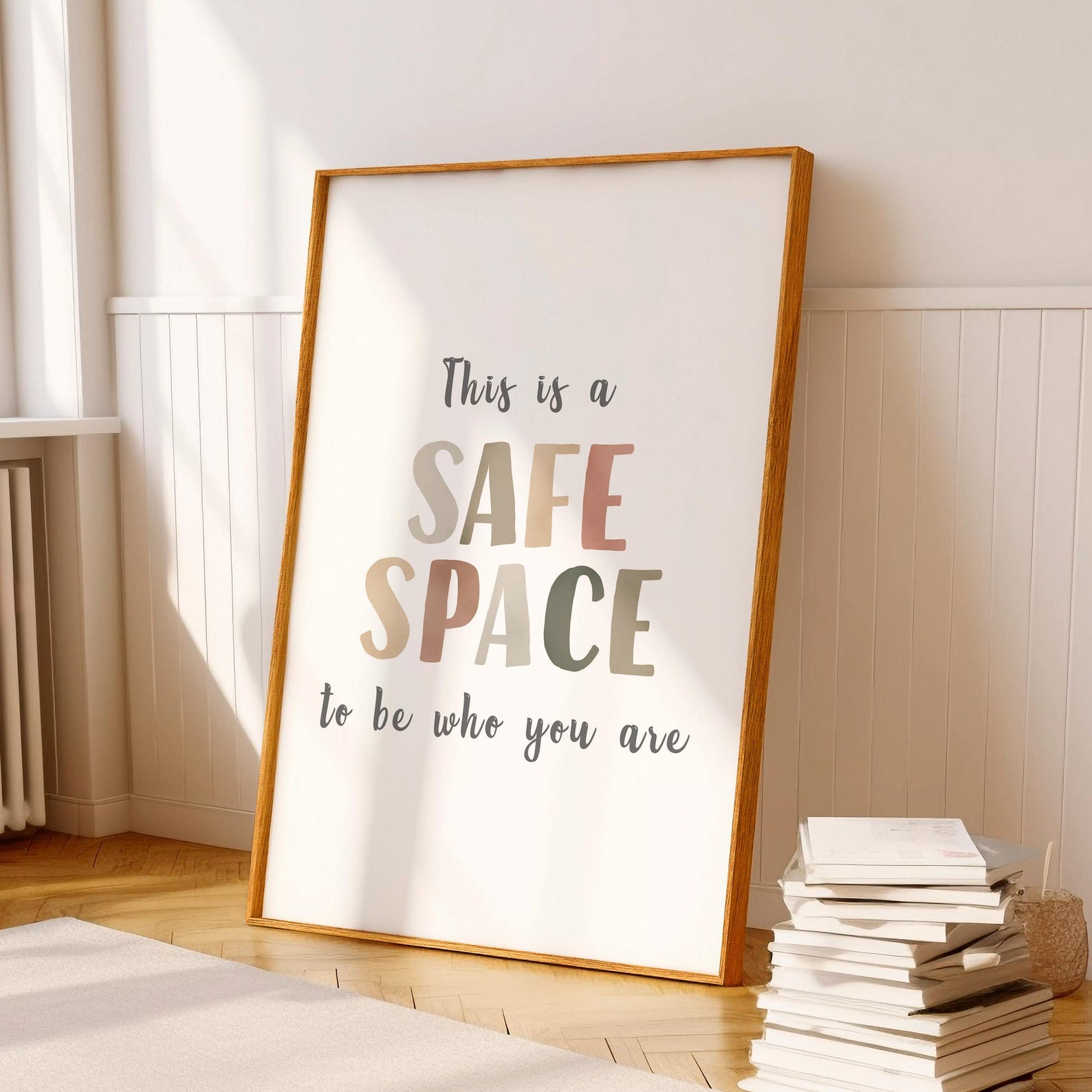 Safe Space Poster: Neutral Colors, Therapy Office Decor (digital ...