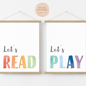 Set of 2 Prints, Rainbow Playroom Decor, Let's Play, Let's Read, Toddler Wall Art, Homeschool Decor, Nursery wall art, Digital Download image 8