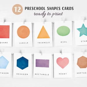 12 Rainbow Shapes Flash Cards, Preschool Materialen, Homeschool Printables, Montessori Materialen, Geometrische Flash Cards, DIGITALE DOWNLOAD