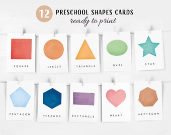 12 tarjetas didácticas con formas de arcoíris, materiales preescolares, materiales imprimibles para la educación en el hogar, materiales Montessori, tarjetas didácticas geométricas, DESCARGA DIGITAL