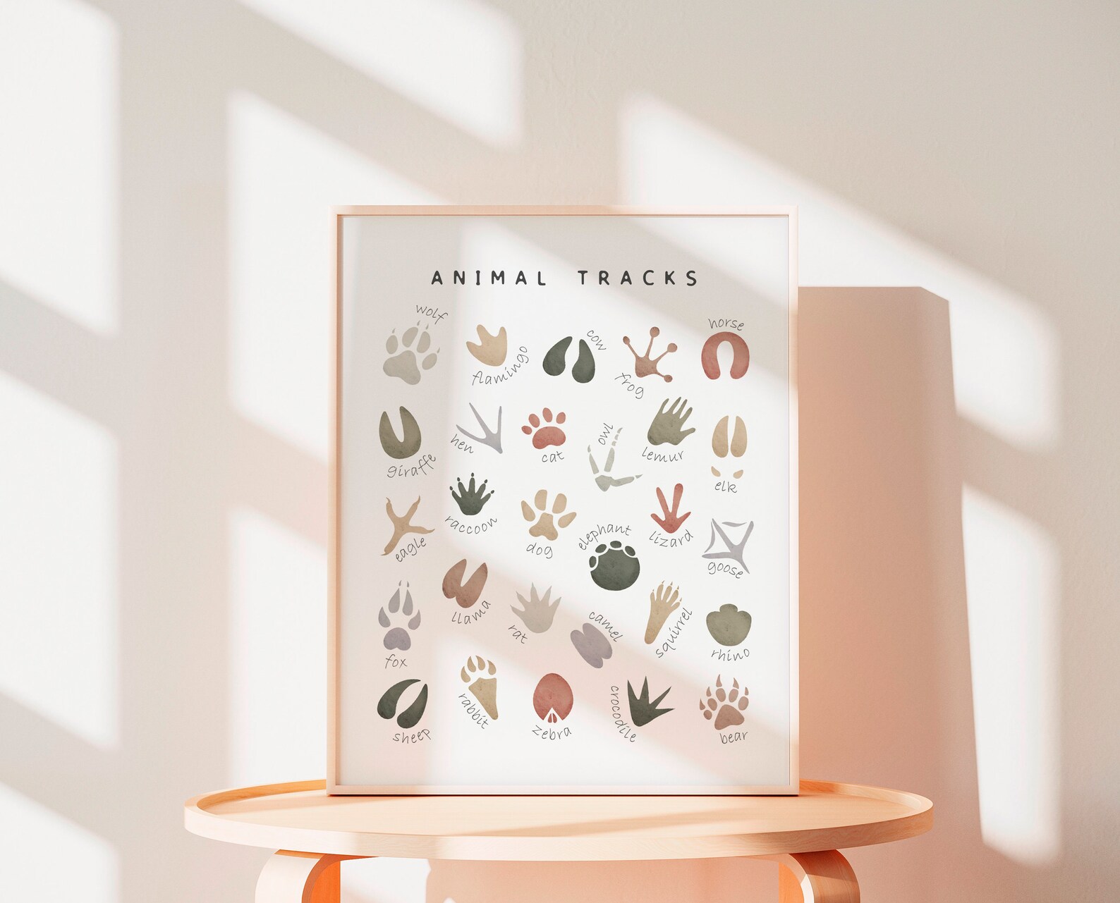 Animal Tracks Poster, Neutral Nursery Wall Decor, Playroom Poster ...