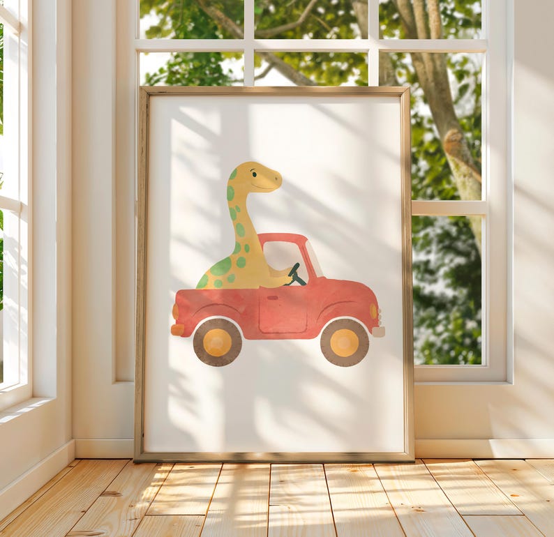 Set of 9 Dinosaur Nursery Posters, Playroom Dino Wall Decor, T-rex ...