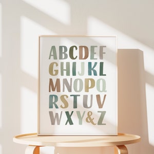 Earth Tones Alphabet Poster, Educational Poster, ABC Print, Nursery ...