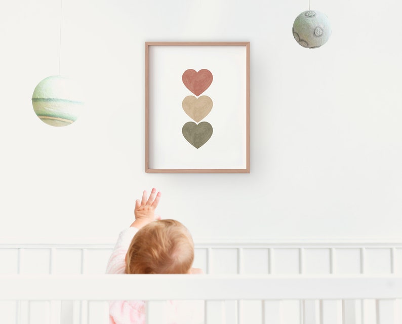 Boho Hearts Poster, Boho Nursery Wall Decor, Girl Room Wall Décor, Playroom Sign, Pastel Playroom Wall Art, Neutral Hearts, DIGITAL DOWNLOAD image 4