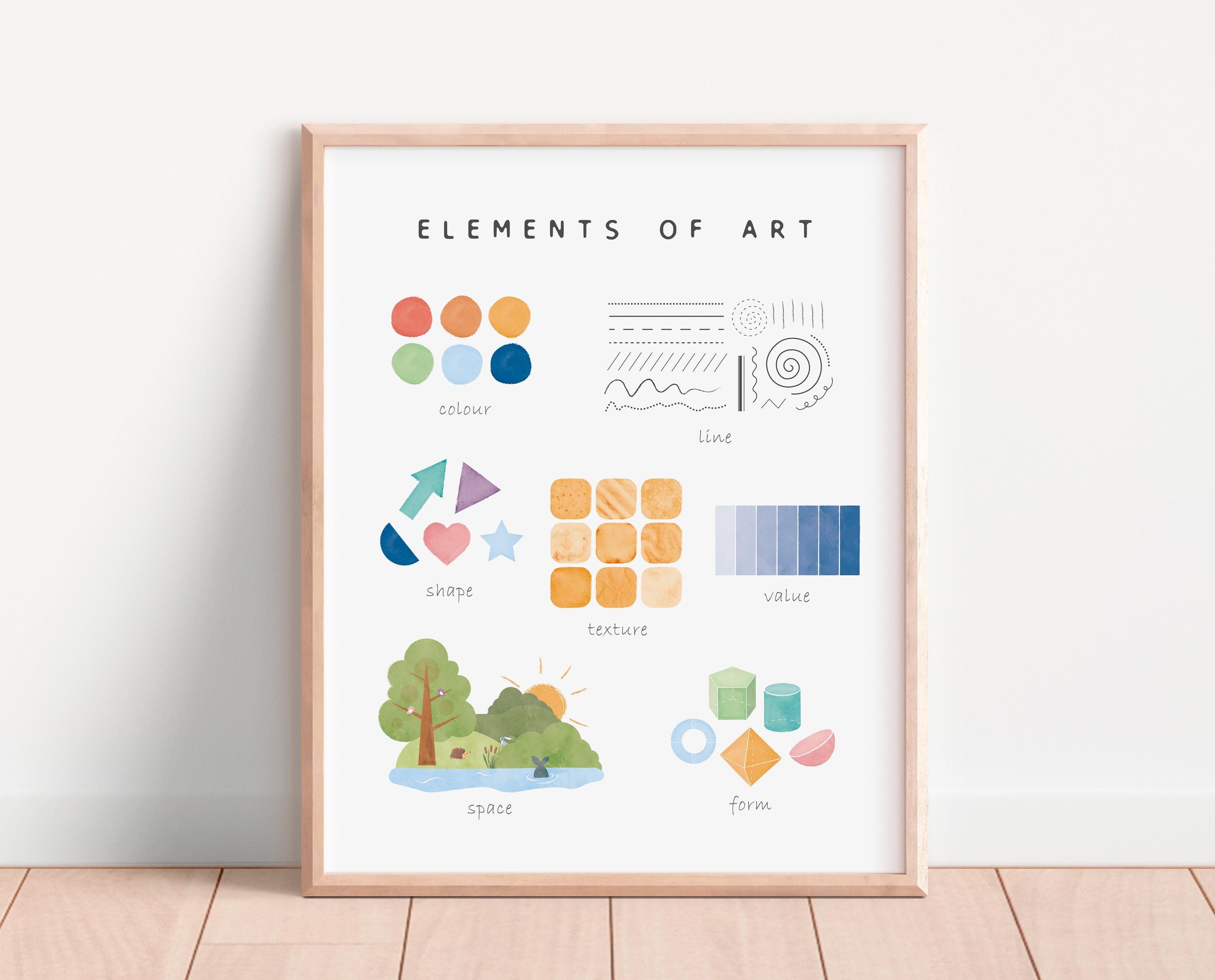 Elements Of Art,  Art Classroom Decor, Rainbow Classroom Decor, Educational Posters, Homeschool Decor, Kids Room Decor, Digital Download