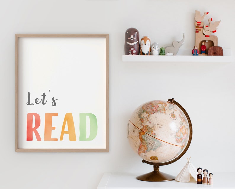 Set of 2 Prints, Rainbow Playroom Decor, Let's Play, Let's Read, Toddler Wall Art, Homeschool Decor, Nursery wall art, Digital Download image 5