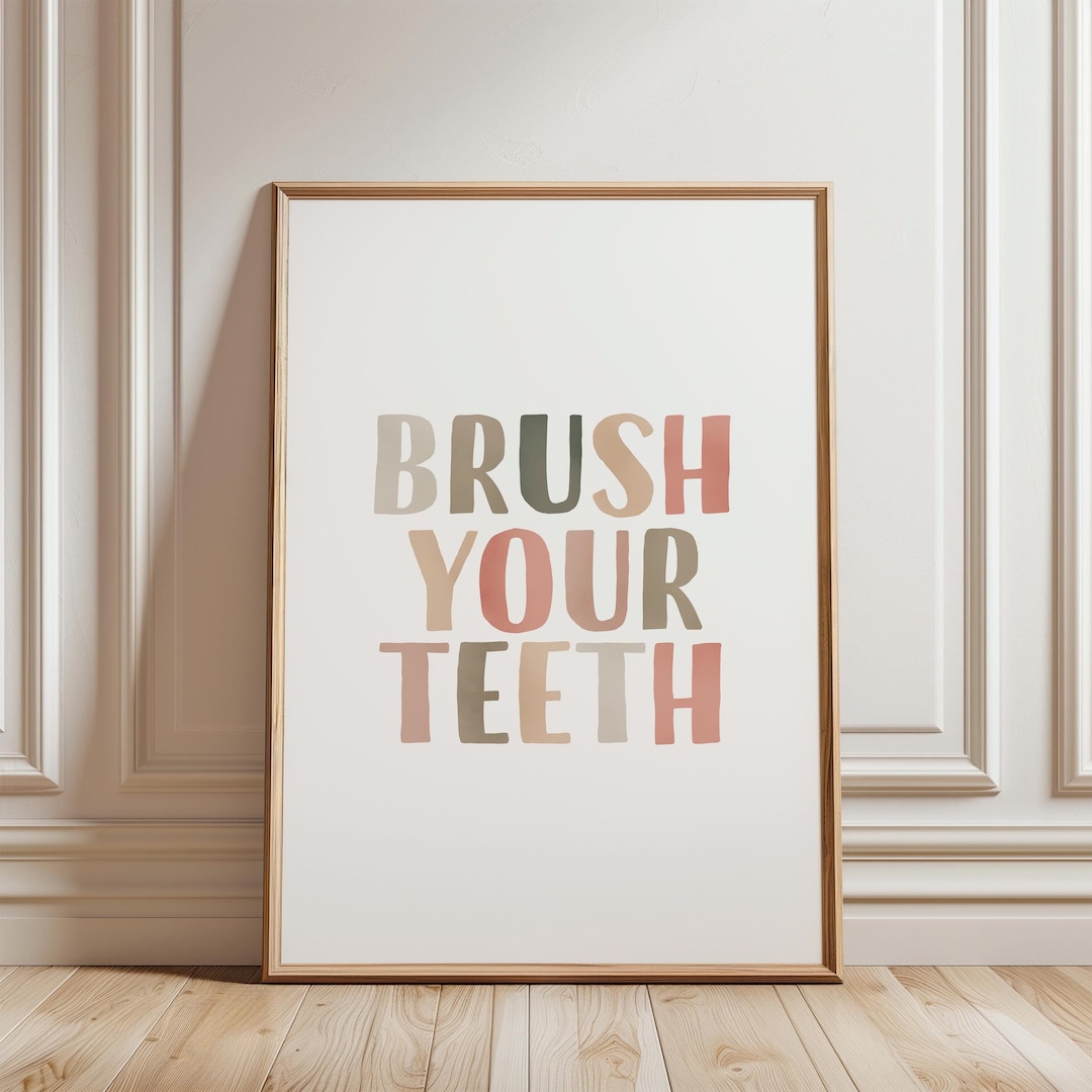 Brush Your Teeth, Nursery Wall Art, Bathroom Rules, Homeschool Decor ...