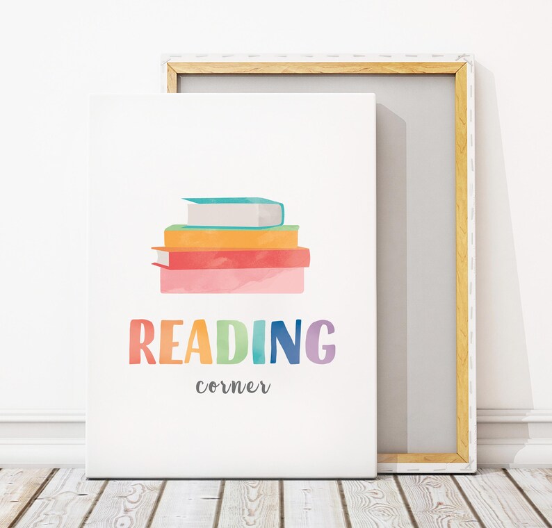 Calming Corner Sign, Reading Corner Sign, Rainbow Classroom Wall Decor, Classroom Wall Art, Rainbow Educational Posters.