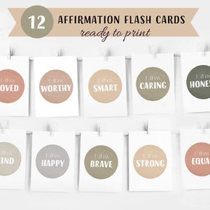 12 Affirmationskarten, Montessori-Flashkarten, Vorschulkarten, neutrale Bildungskarten, Sofortiger Download
