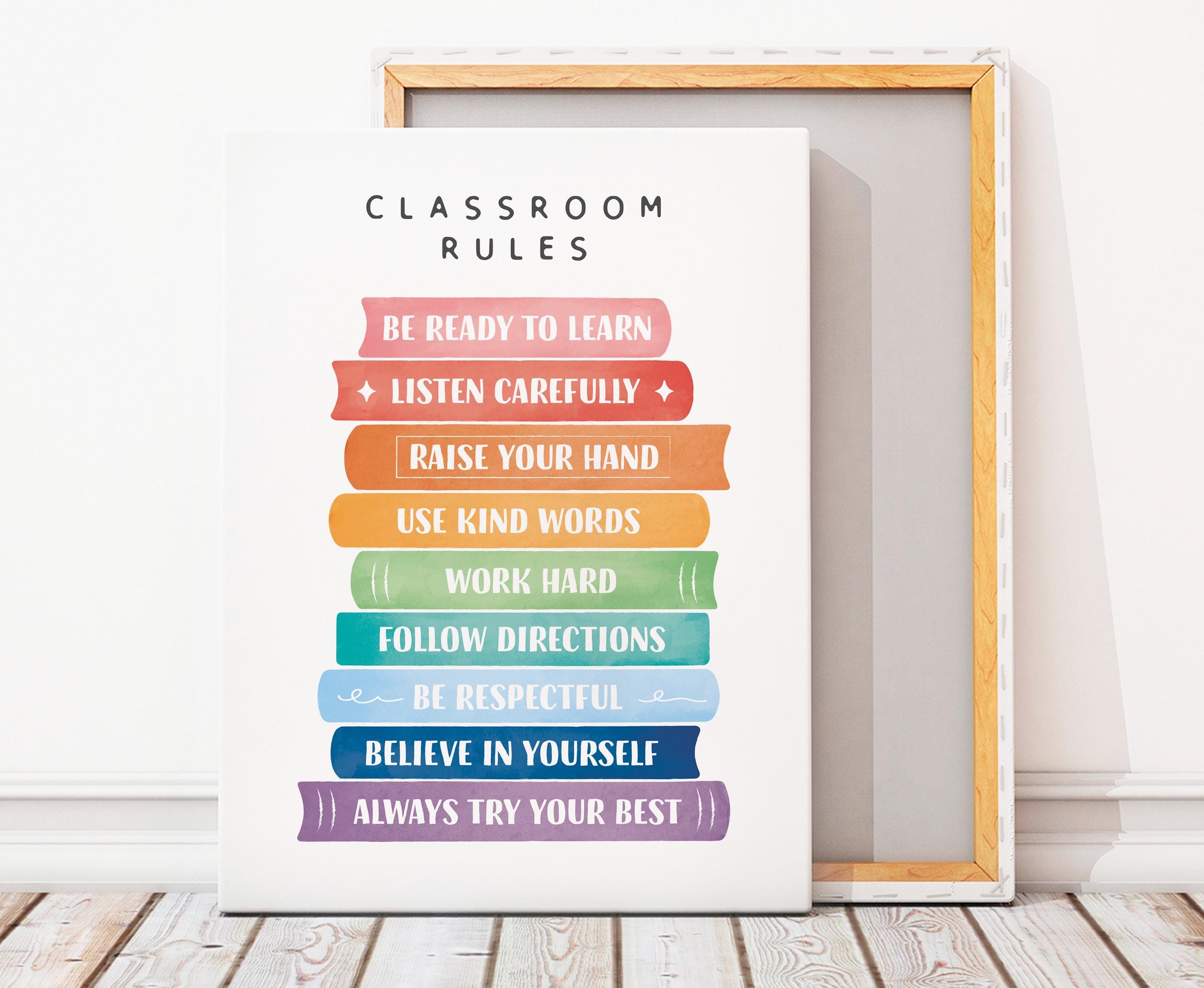 Rainbow Classroom Rules Poster: Positive Decor (digital Download - Etsy