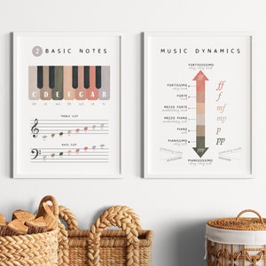 2er Set Musik Lehrposter, Musiktheorie Poster, Montessori Klassenzimmer Dekor, Neutrales Spielzimmer Dekor, digitaler Download