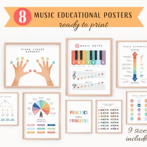 Poster educativi musicali, Poster di teoria del pianoforte, Valori delle note, Educazione musicale, Arredamento dell'aula musicale, Solfeggio, Download digitale, N39