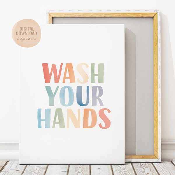 Wash Your Hands Print, Bathroom Poster, Printable Wall Art, Educational art, Baby Room Decor, Bathroom Rules Poster, DIGITAL DOWNLOAD