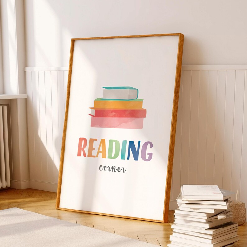 Calming Corner Sign, Reading Corner Sign, Rainbow Classroom Wall Decor, Classroom Wall Art, Rainbow Educational Posters.