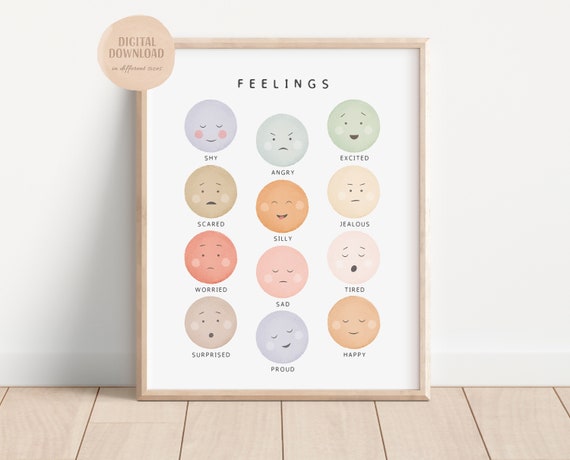 Feelings Poster Feelings Chart Homeschool Decor Educational - Etsy