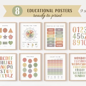 Klassenzimmer Dekor Bundle, Kinderzimmer Spielzimmer Dekor, Montessori Materialien, Lernposter, Spielzimmer Dekor, ABC und Zahlen, digitaler Download