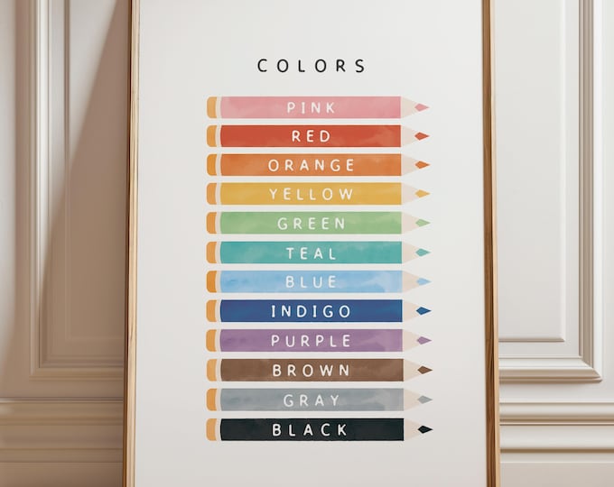 Rainbow Colors Educational Poster: Nursery Homeschool Decor (digital ...