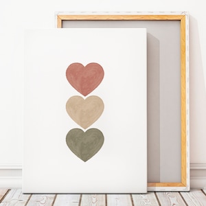 Boho Hearts Poster, Boho Nursery Wall Decor, Girl Room Wall Décor, Playroom Sign, Pastel Playroom Wall Art, Neutral Hearts, DIGITAL DOWNLOAD image 3