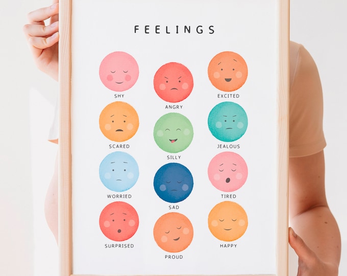 Feelings Chart Poster, Educational Print, Montessori Playroom Print ...