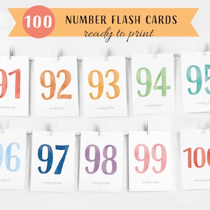 Lernkarten Zahlen 1-100, Zählen bis 100, Vorschul Lernkarten Zählen, Zahlenkarten 1-100, Montessori Lernkarten, Instant Download