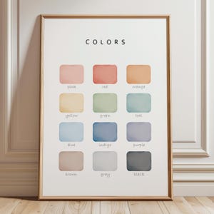 Farben Poster, Lernposter für das Klassenzimmer, Montessori Materialien, Regenbogen Kinderzimmer Dekor, Regenbogen Spielzimmer, digitaler Download